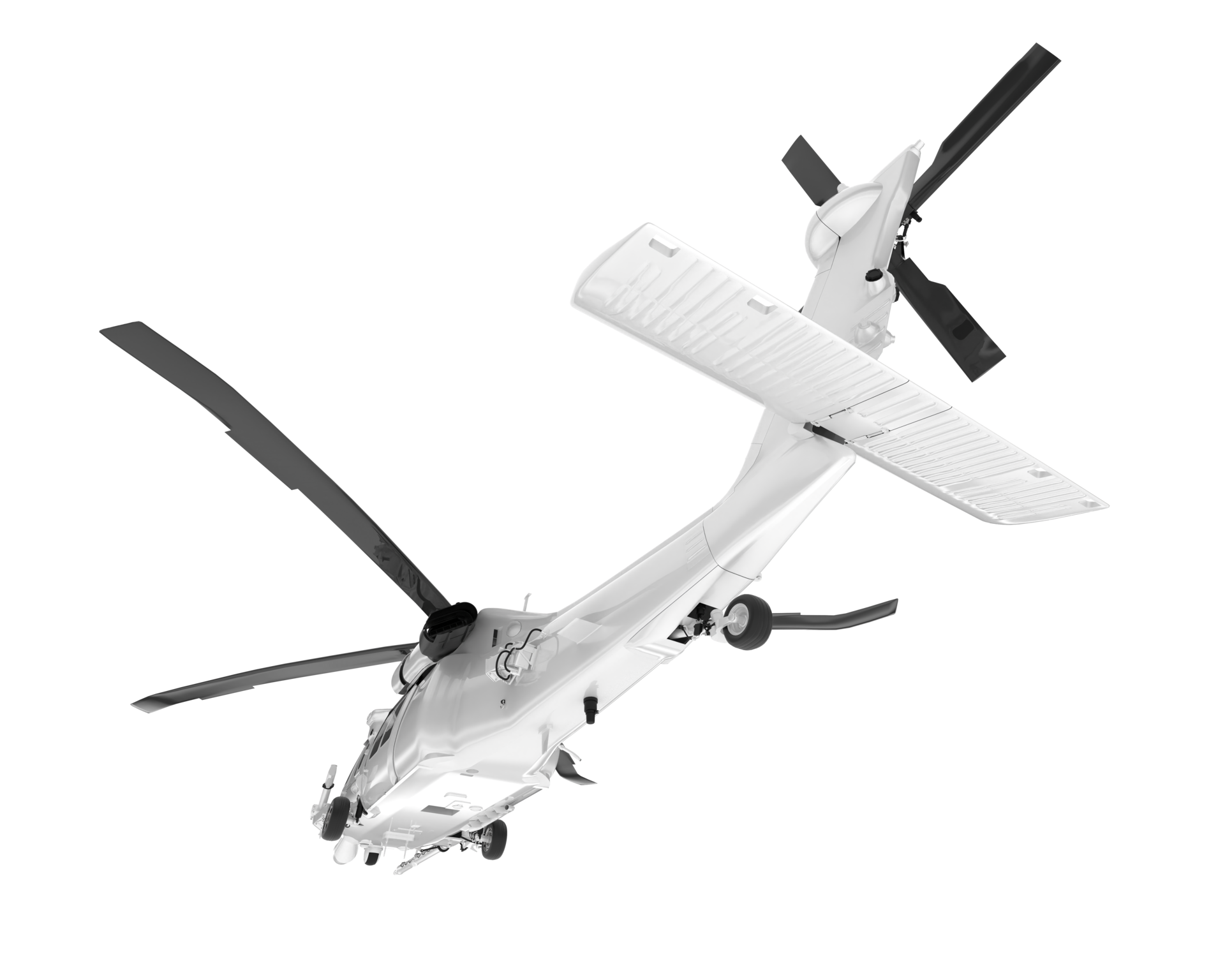White aircraft isolated on transparent background. 3d rendering