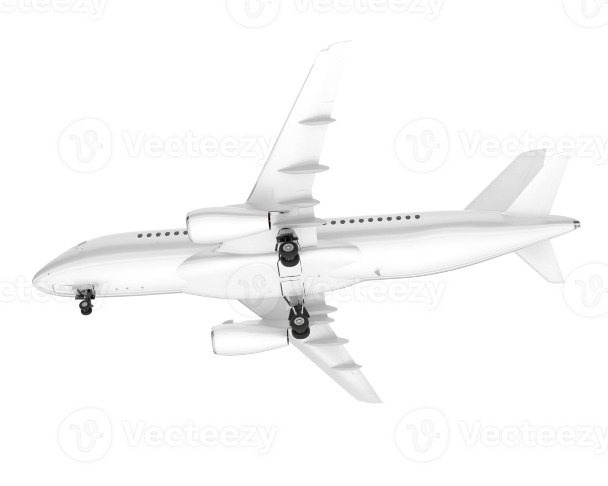 White aircraft isolated on transparent background. 3d rendering - illustration png