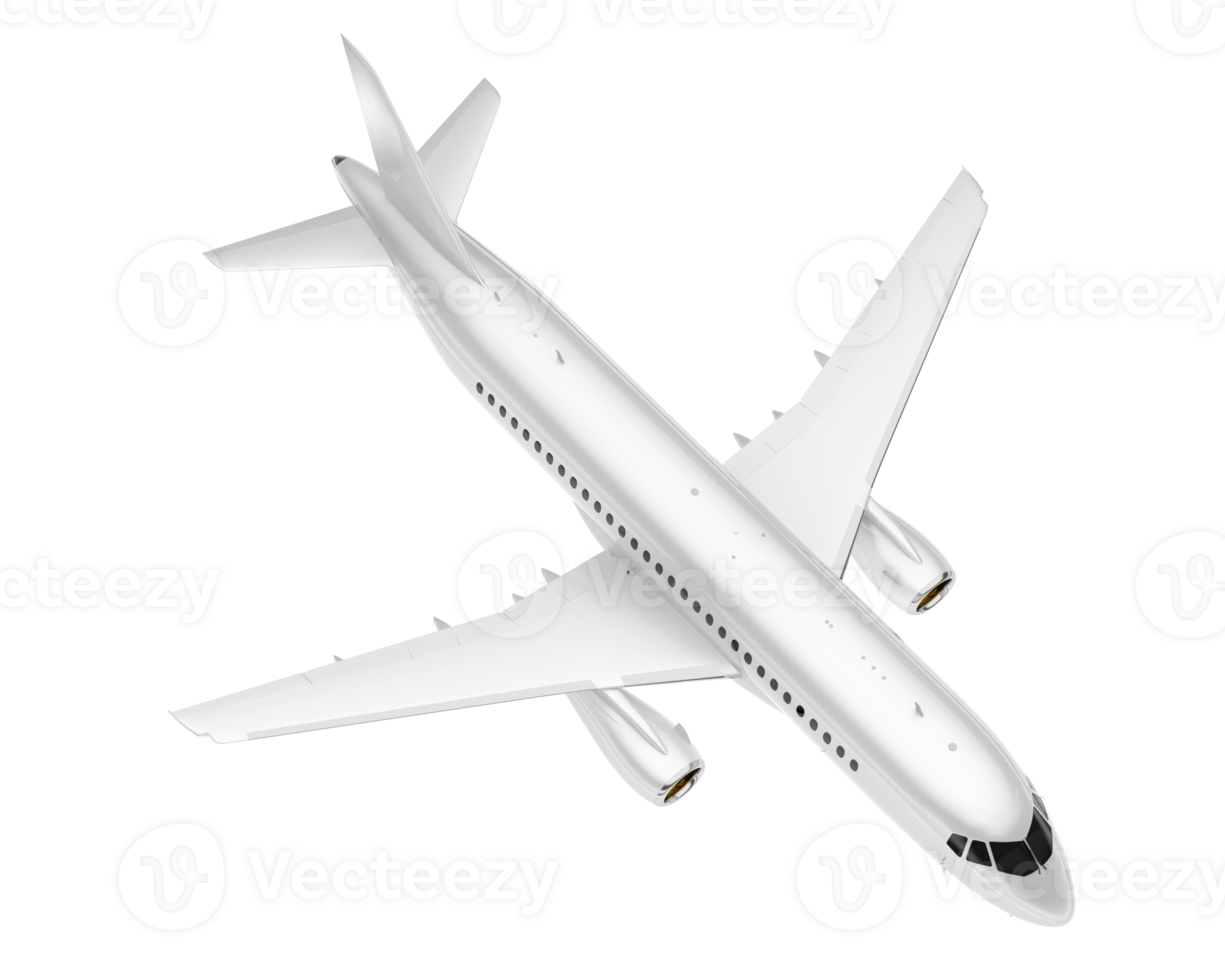 White aircraft isolated on transparent background. 3d rendering - illustration png
