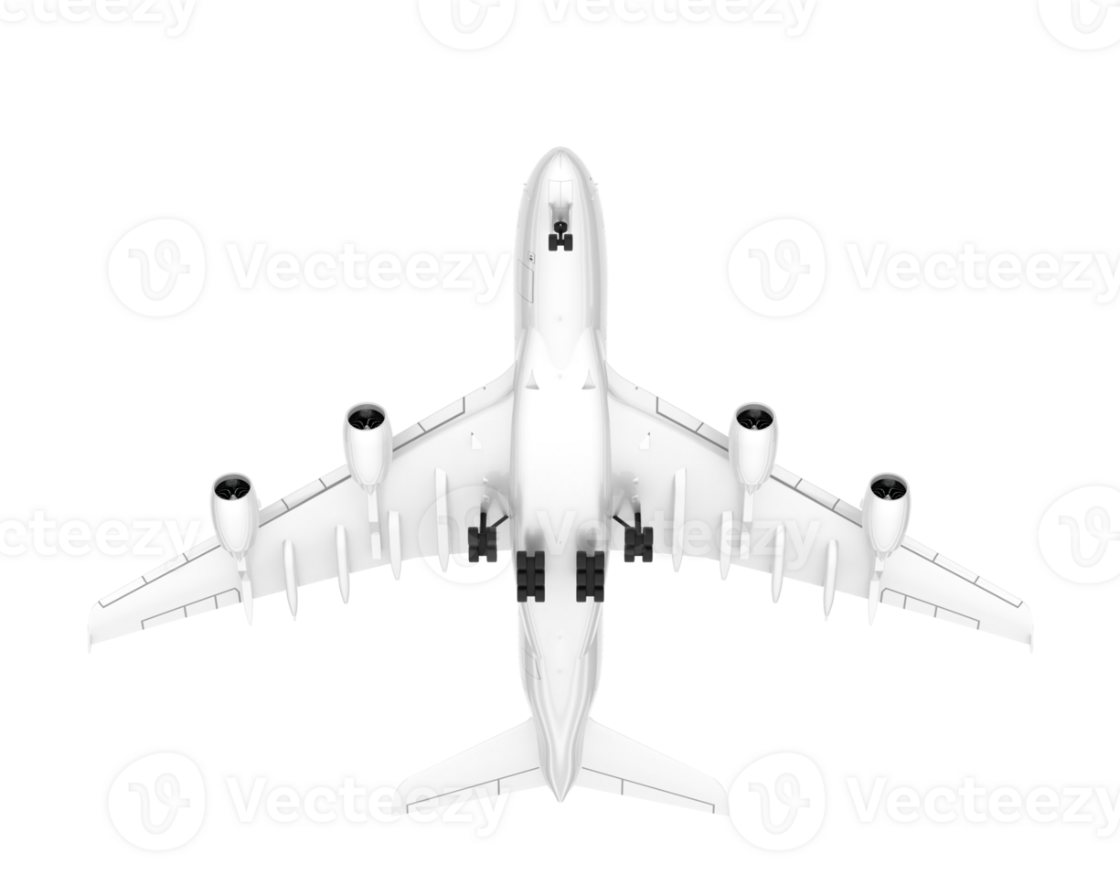 White aircraft isolated on transparent background. 3d rendering - illustration png