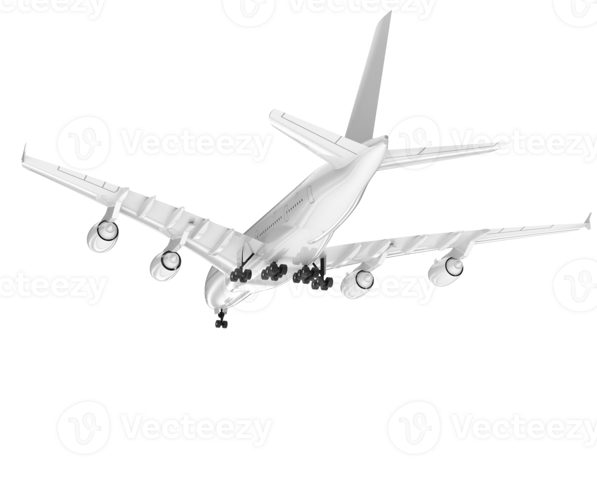 White aircraft isolated on transparent background. 3d rendering - illustration png