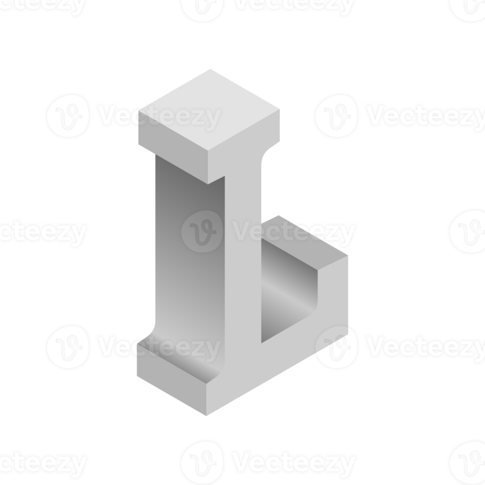 Letter L 3d Isometric Logo Icon png with transparent background