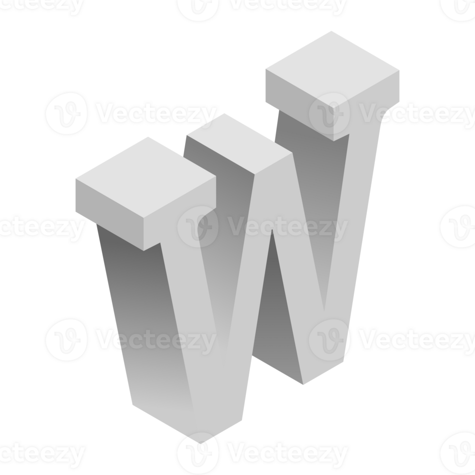 Letter W 3d Isometric Logo Icon png with transparent background