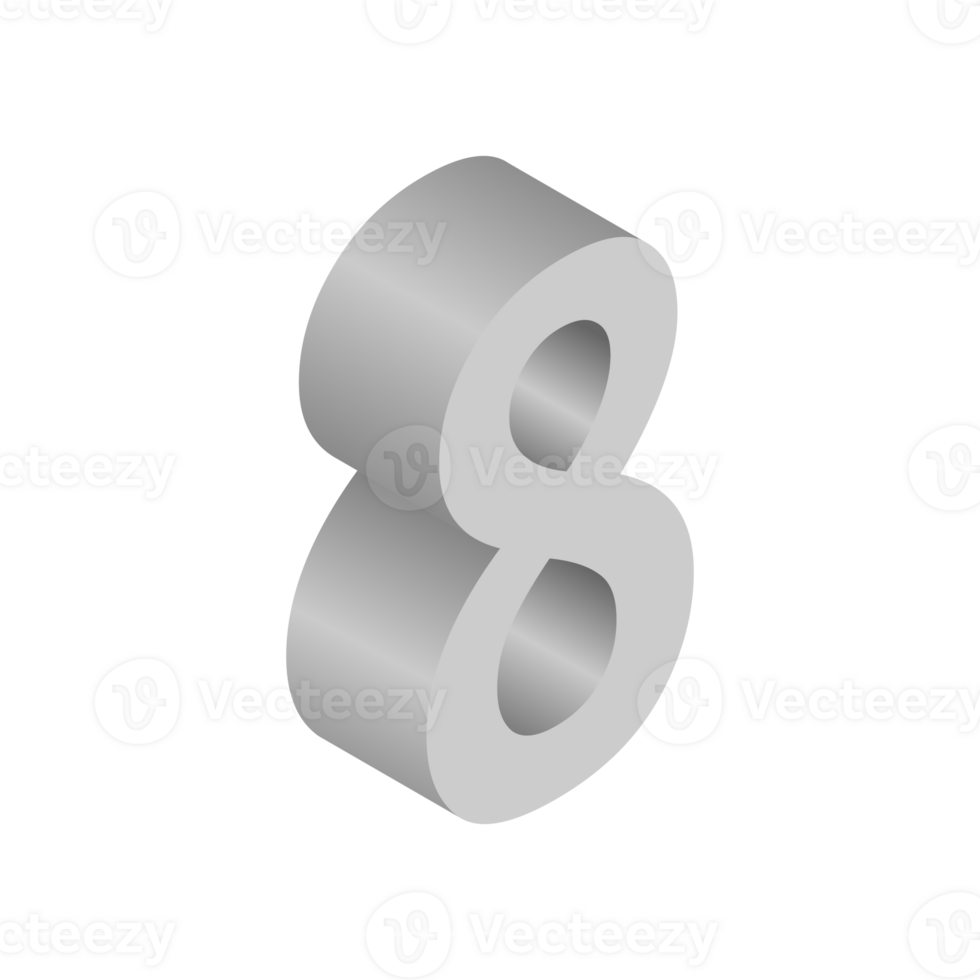 Letter Number 8 3d Isometric Logo Icon png with transparent background