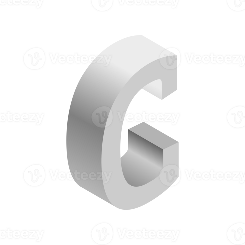 Letter C 3d Isometric Logo Icon png with transparent background