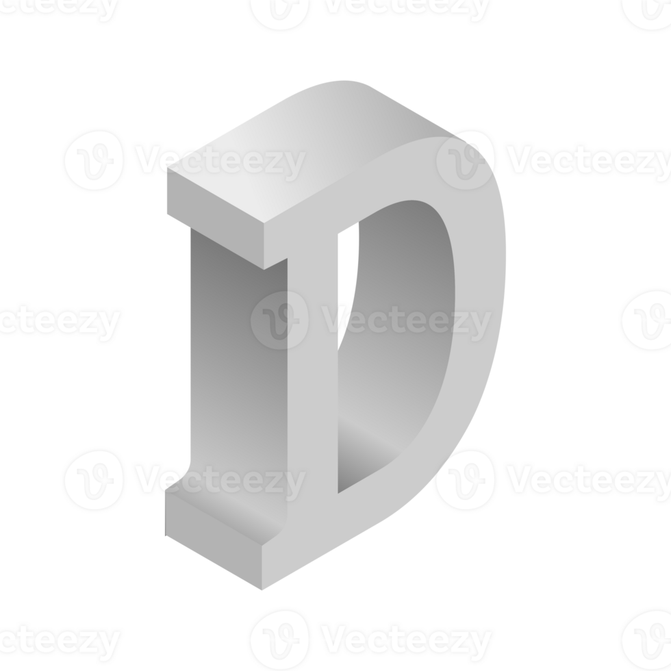 Letter D 3d Isometric Logo Icon PNG with transparent background