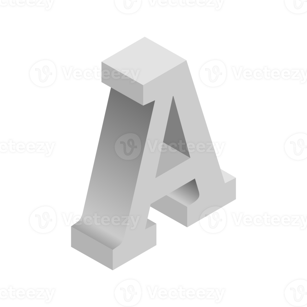 Letter A 3d Isometric Logo Icon PNG with transparent background