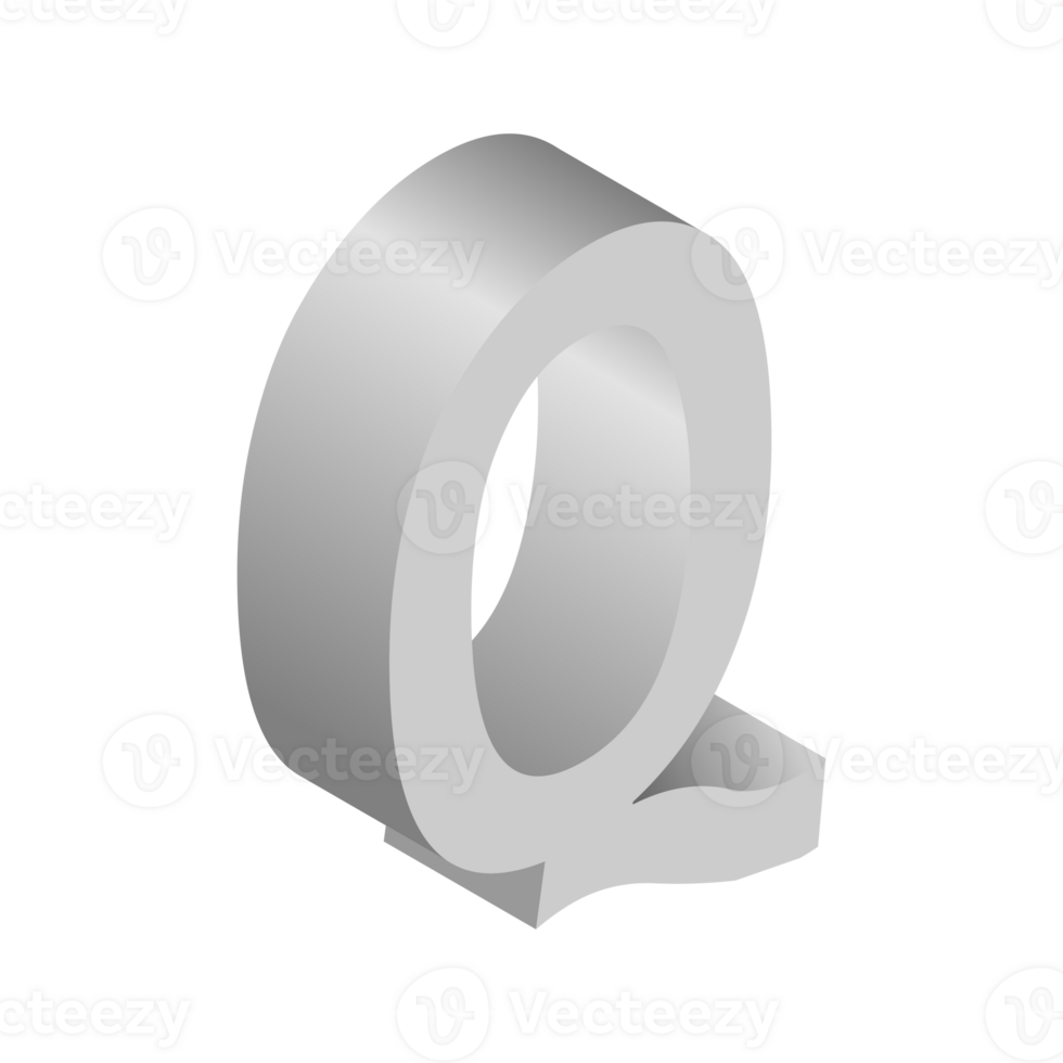 Letter Q 3d Isometric Logo Icon png with transparent background
