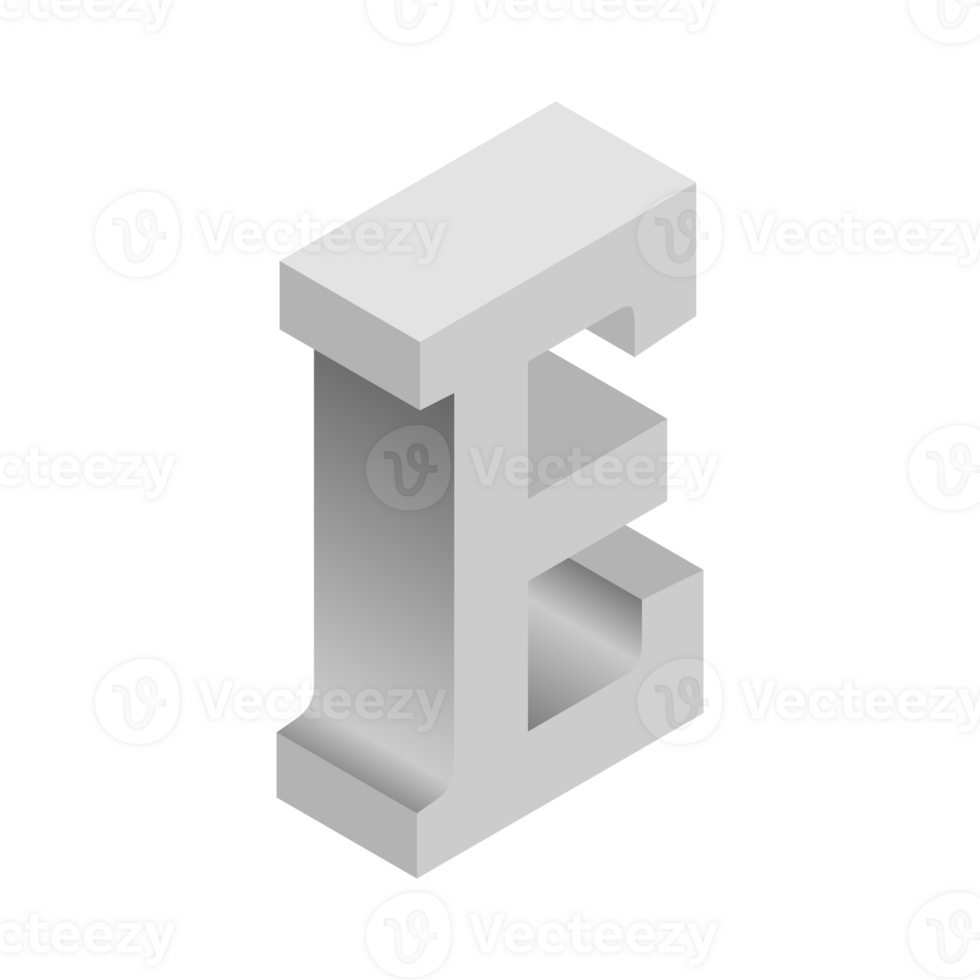 Letter E 3d Isometric Logo Icon png with transparent background
