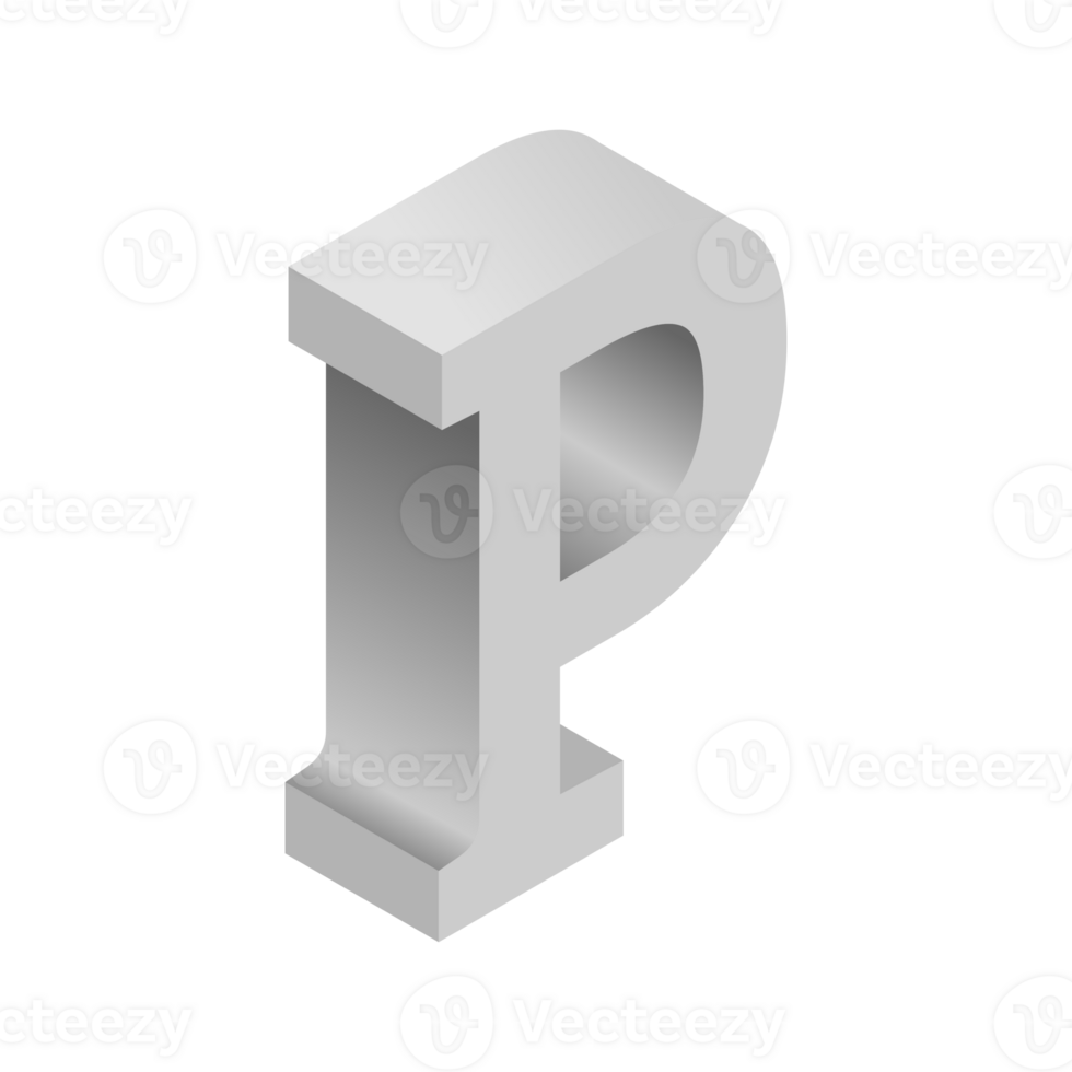Letter P 3d Isometric Logo Icon png with transparent background