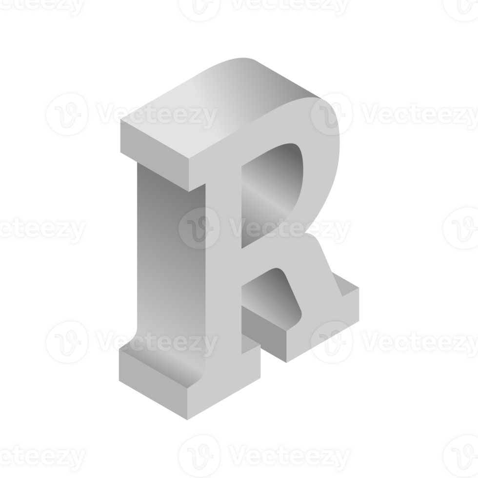 Letter R 3d Isometric Logo Icon png with transparent background