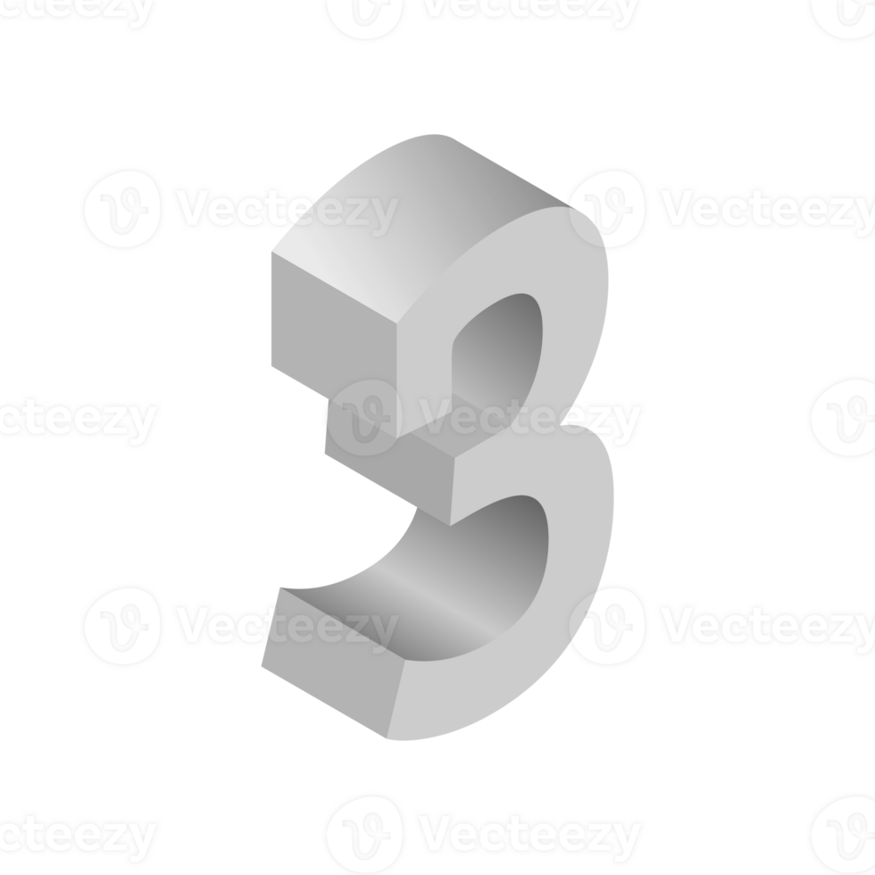 Letter Number 3 3d Isometric Logo Icon png with transparent background