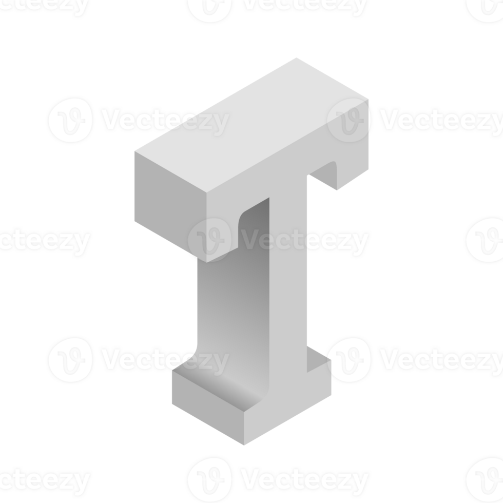 Letter T 3d Isometric Logo Icon png with transparent background