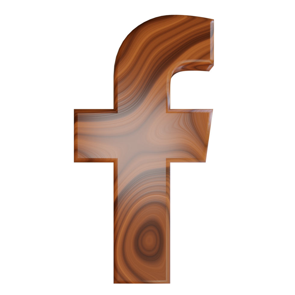 3d Facebook 3D Render Icon with Wood Texture png