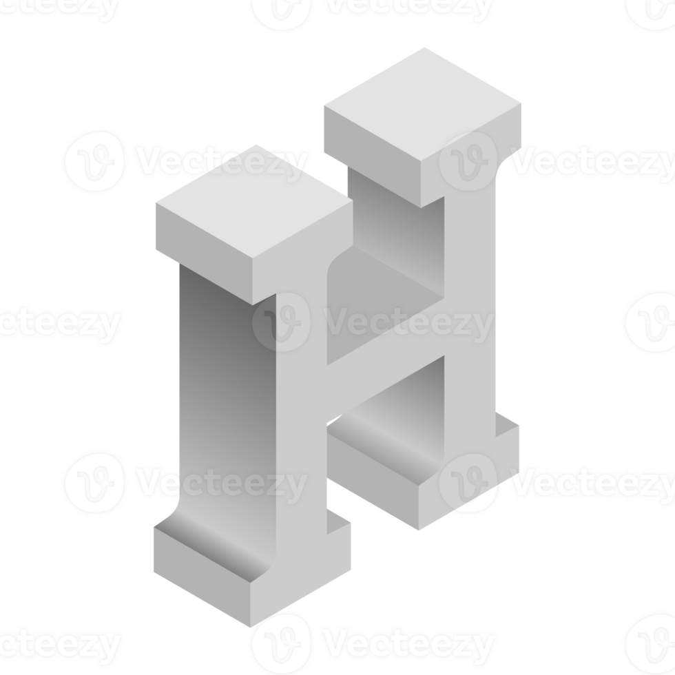Letter H 3d Isometric Logo Icon png with transparent background