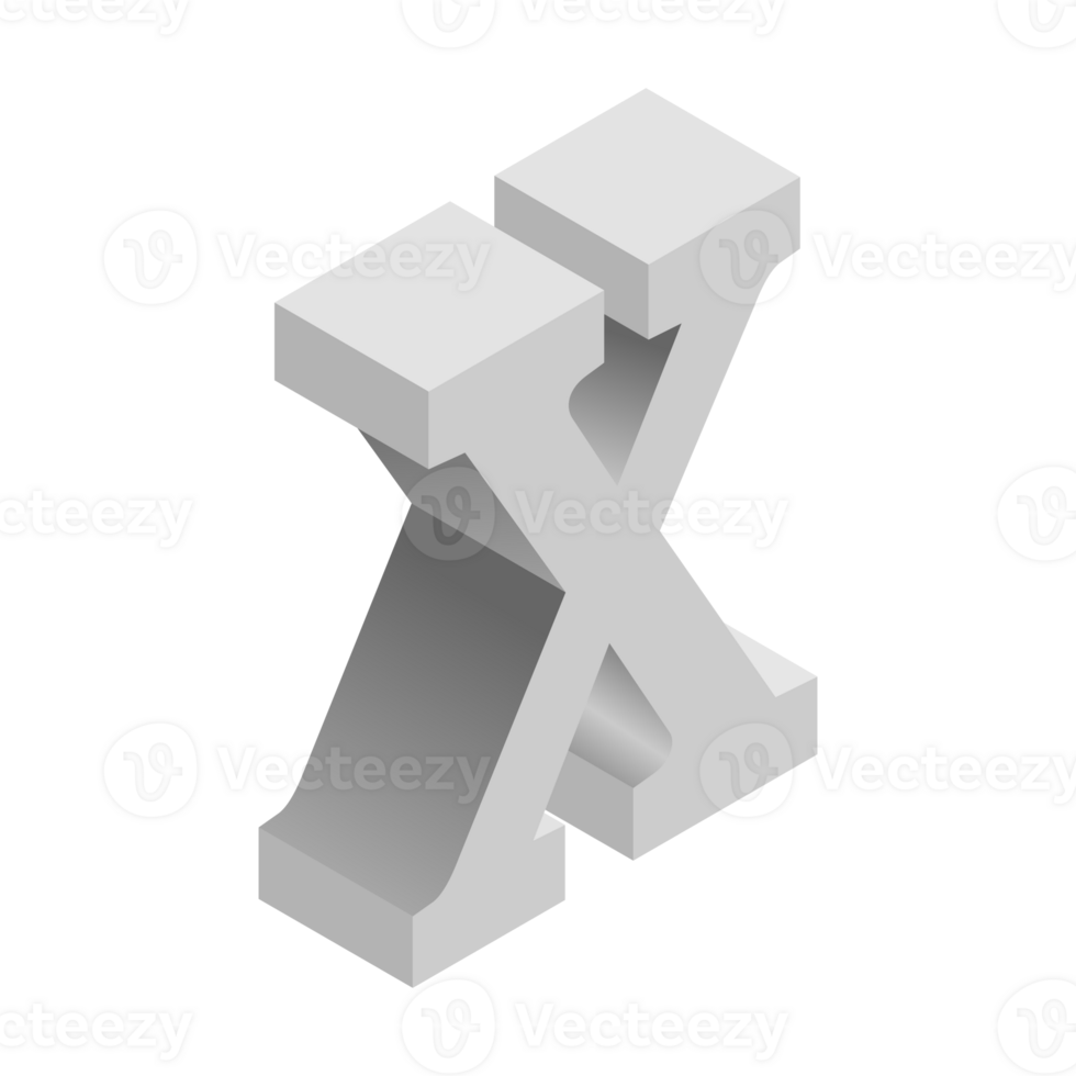 Letter X 3d Isometric Logo Icon png with transparent background