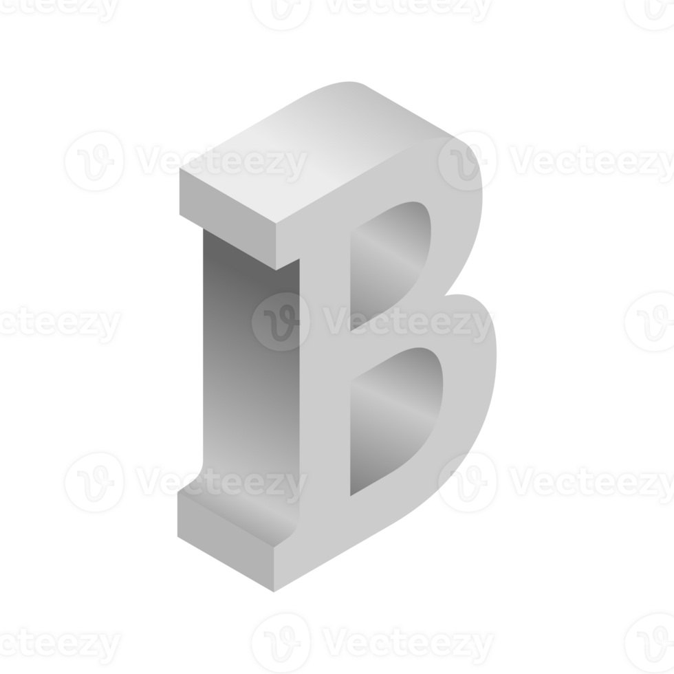 Letter B 3d Isometric Logo Icon png with transparent background
