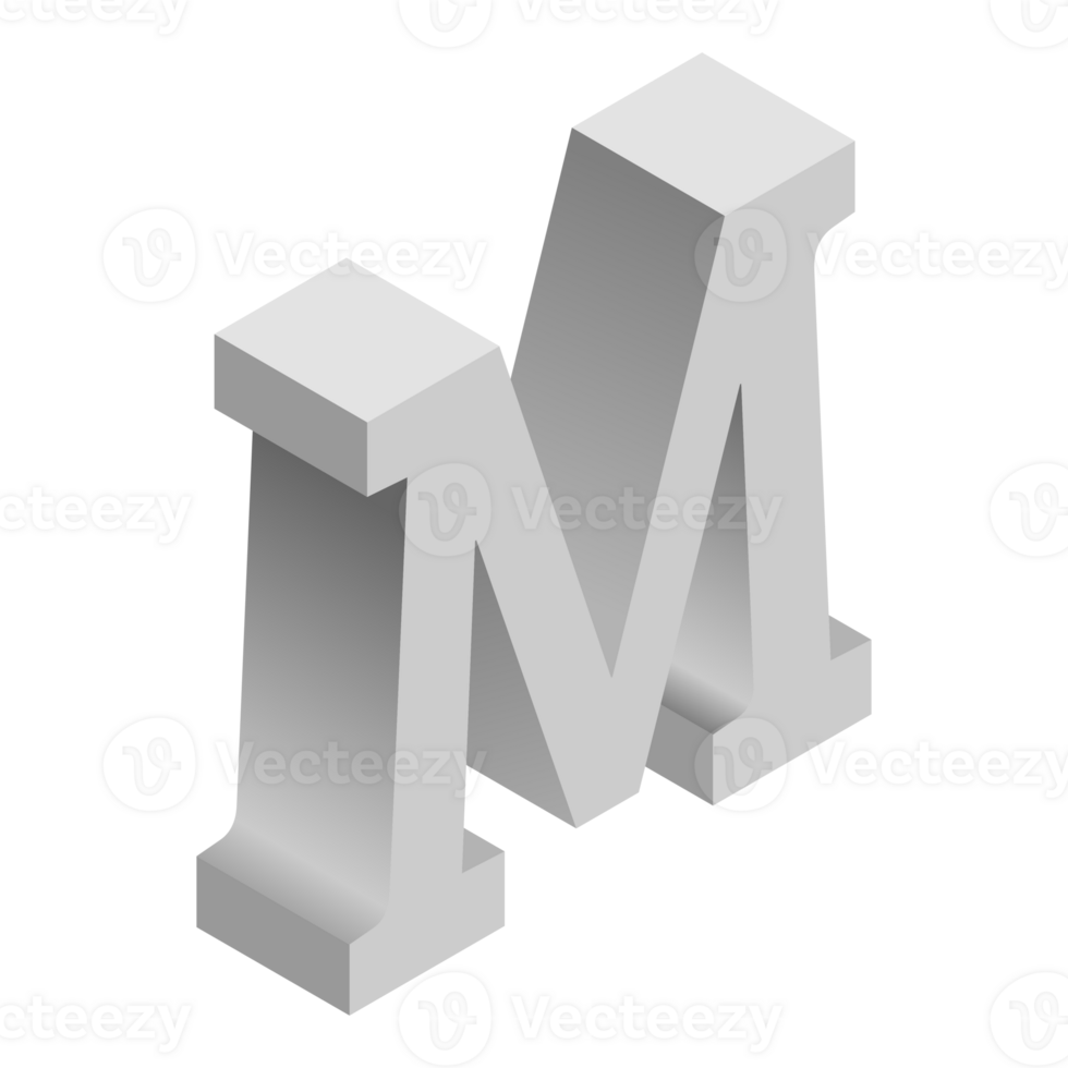 Letter M 3d Isometric Logo Icon png with transparent background