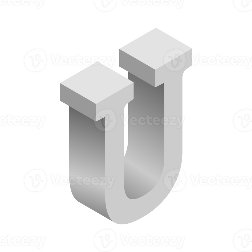 Letter U 3d Isometric Logo Icon png with transparent background