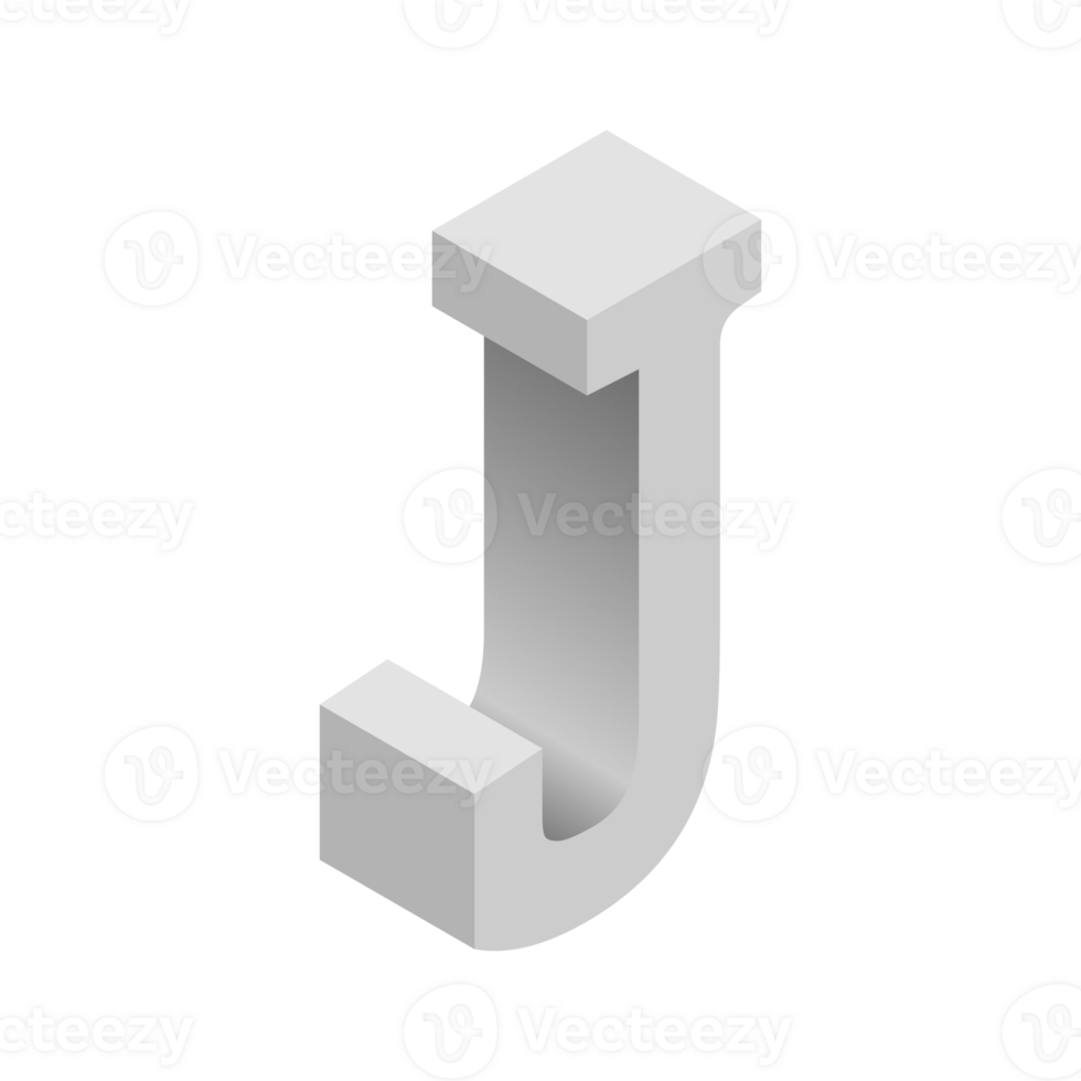 Letter J 3d Isometric Logo Icon png with transparent background