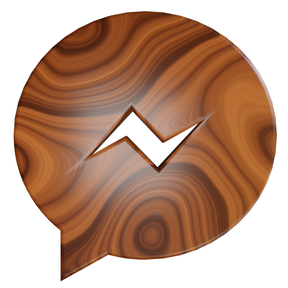 Massanger 3d render logo icon with wood texture isolated on transparent background png