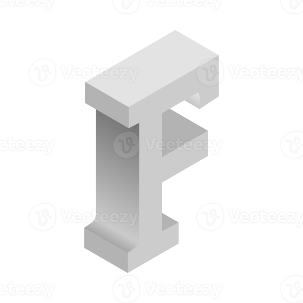 Letter F 3d Isometric Logo Icon png with transparent background