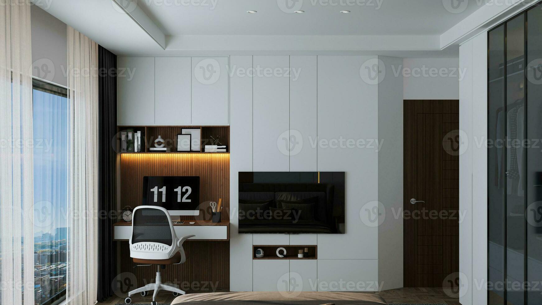 Reading room interior design ideas for smart lifestyle furniture allocation 3D rendering photo