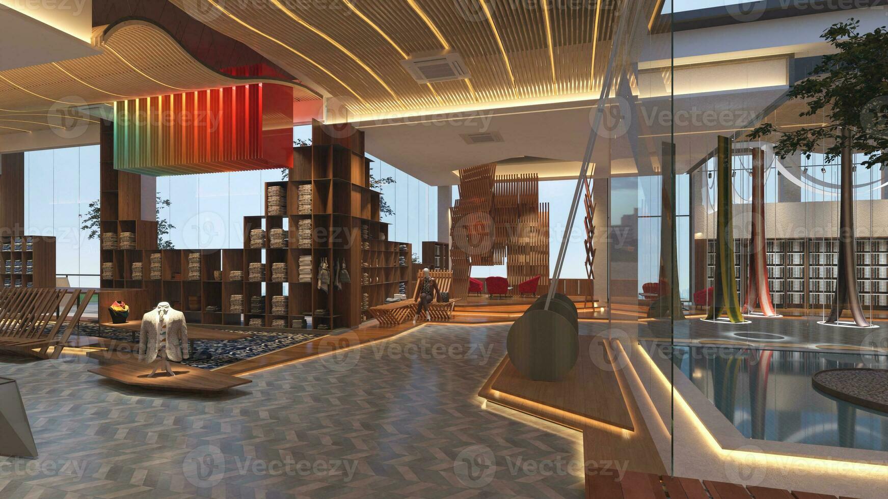 A Glimpse of Grandeur The Luxury Mall Interior Design at Shopping City 3D rendering photo