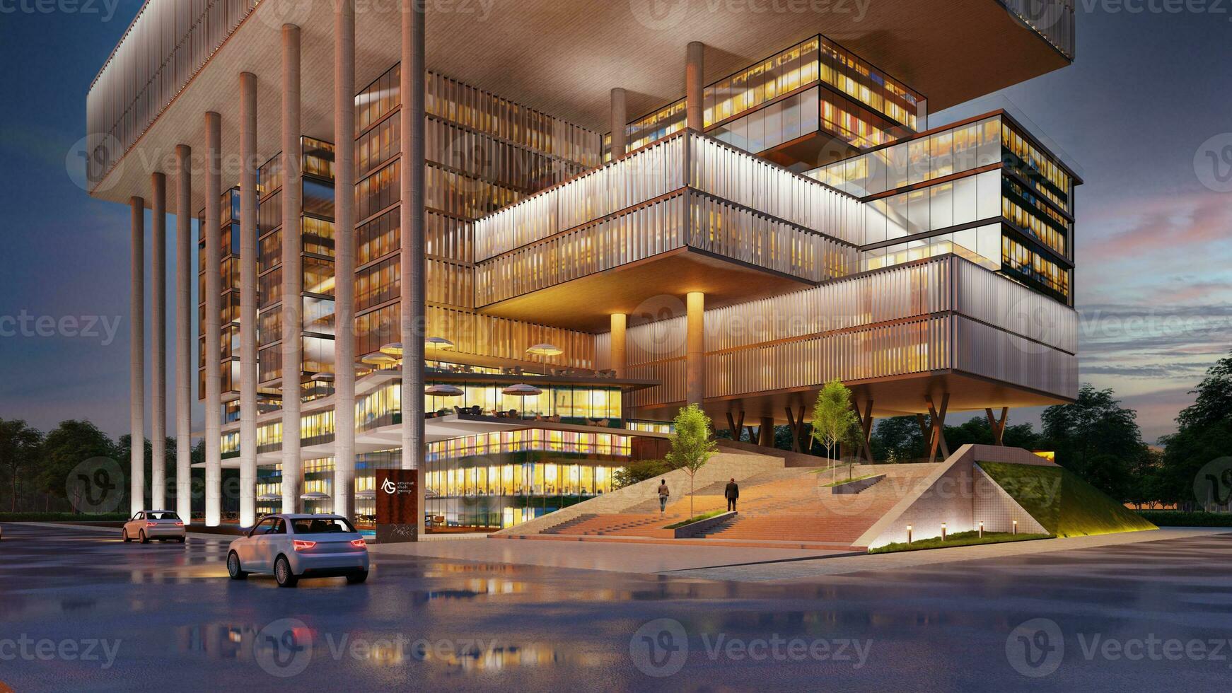 Power and Prestige Unveiling the Skyscraper Office Business Building's Commercial Space 3D rendering photo