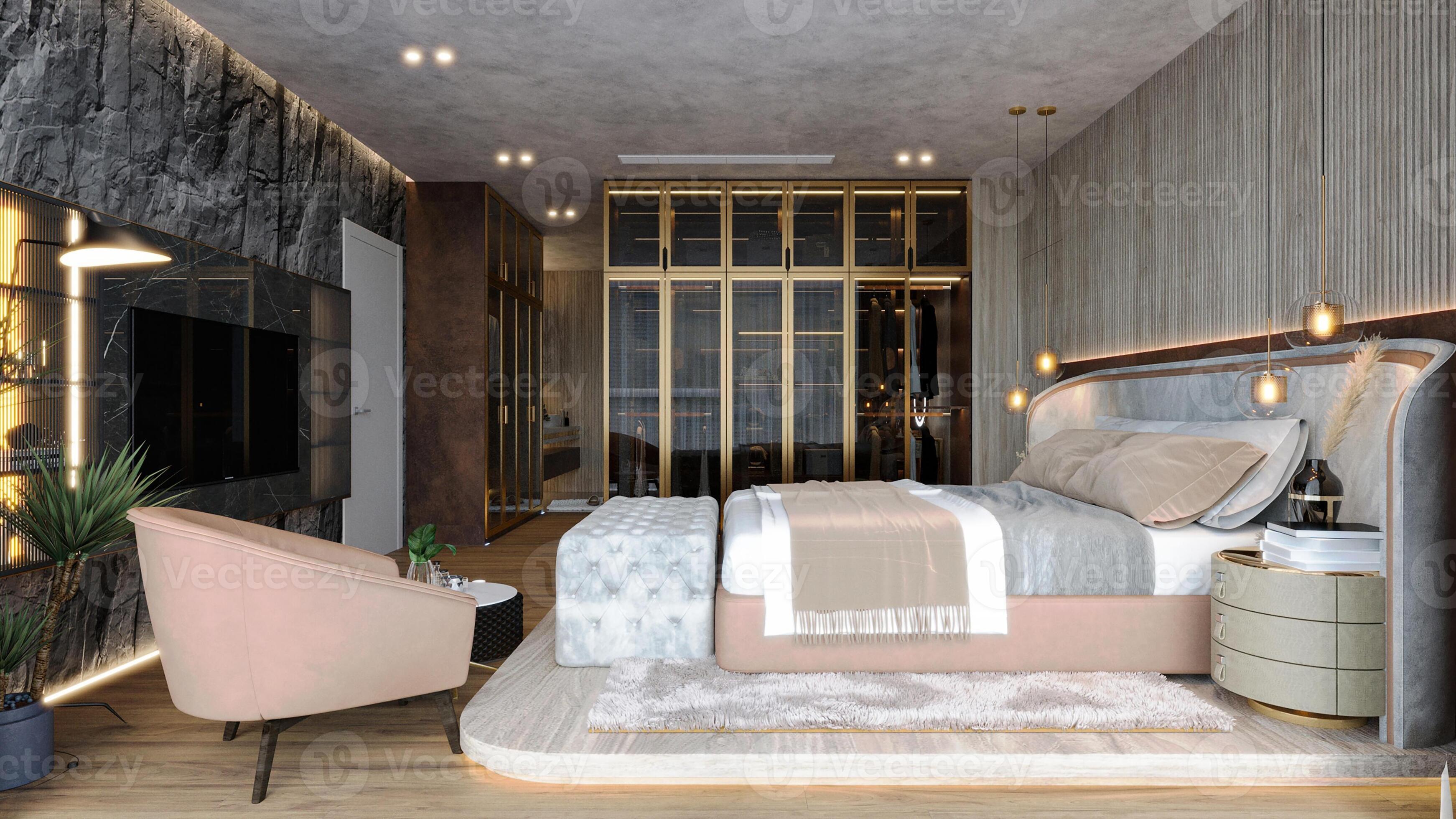 Luxury Bedroom and its furniture and bed such a nice design with proper