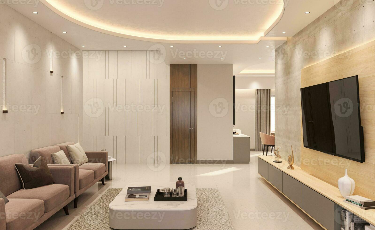 Modern Storage Solutions Organizing Your Living Room with Style 3D rendering photo