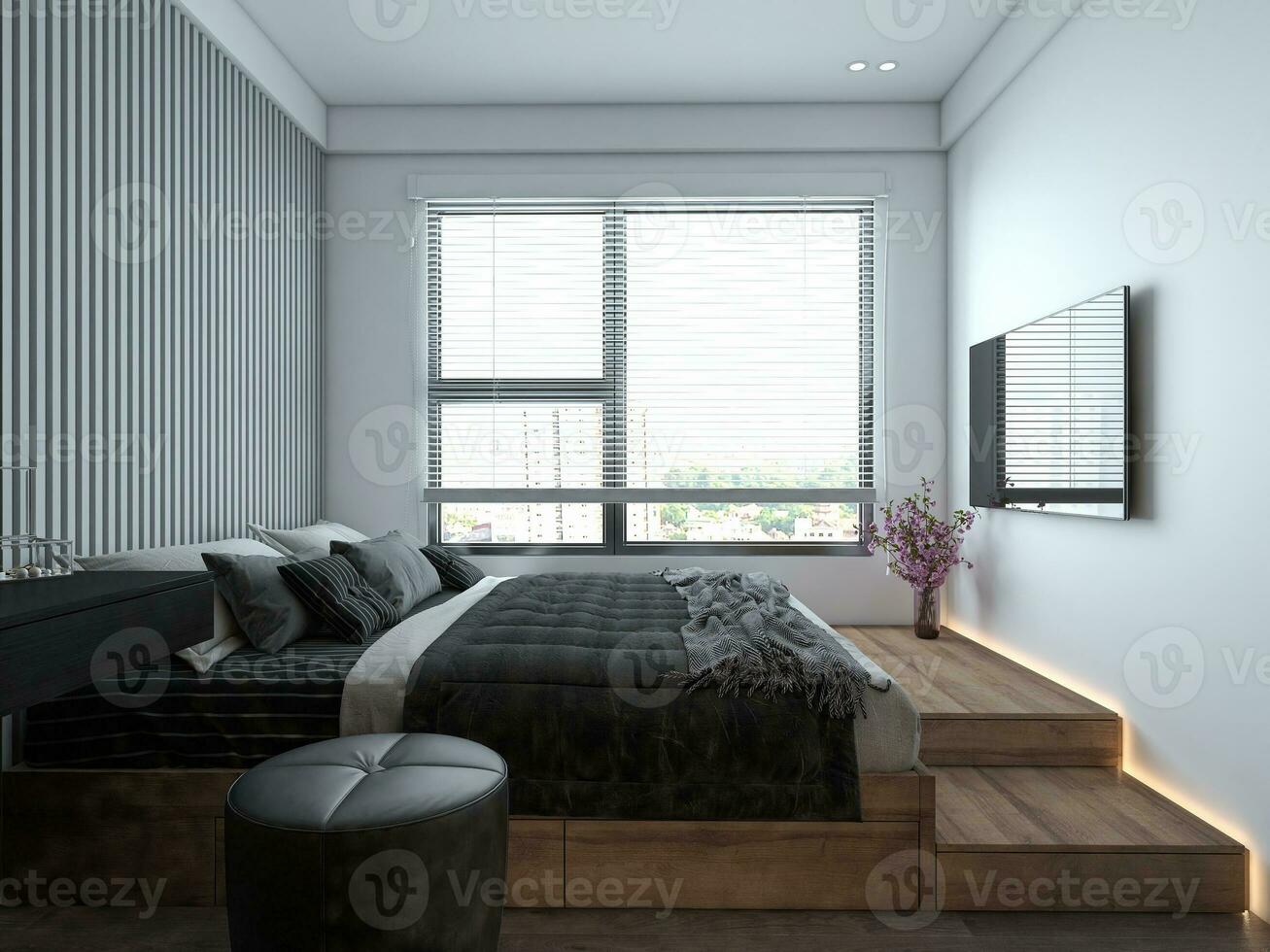 diseño un lujoso Maestro dormitorio con gama alta mobiliario 3d representación foto