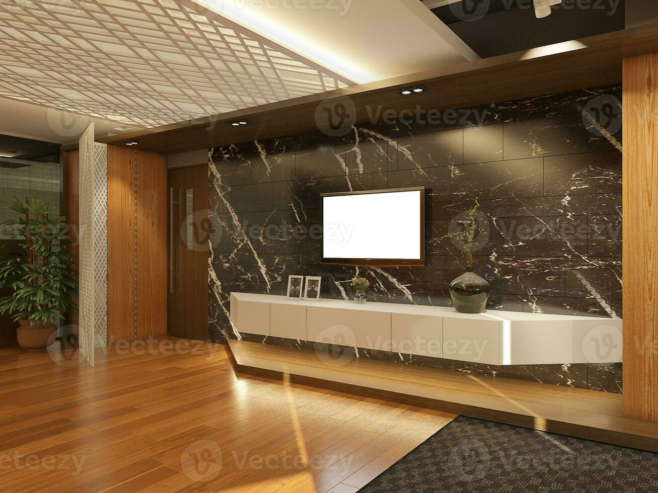 Creating a Welcoming Entrance Designing a Stunning Office Lobby 3D rendering photo