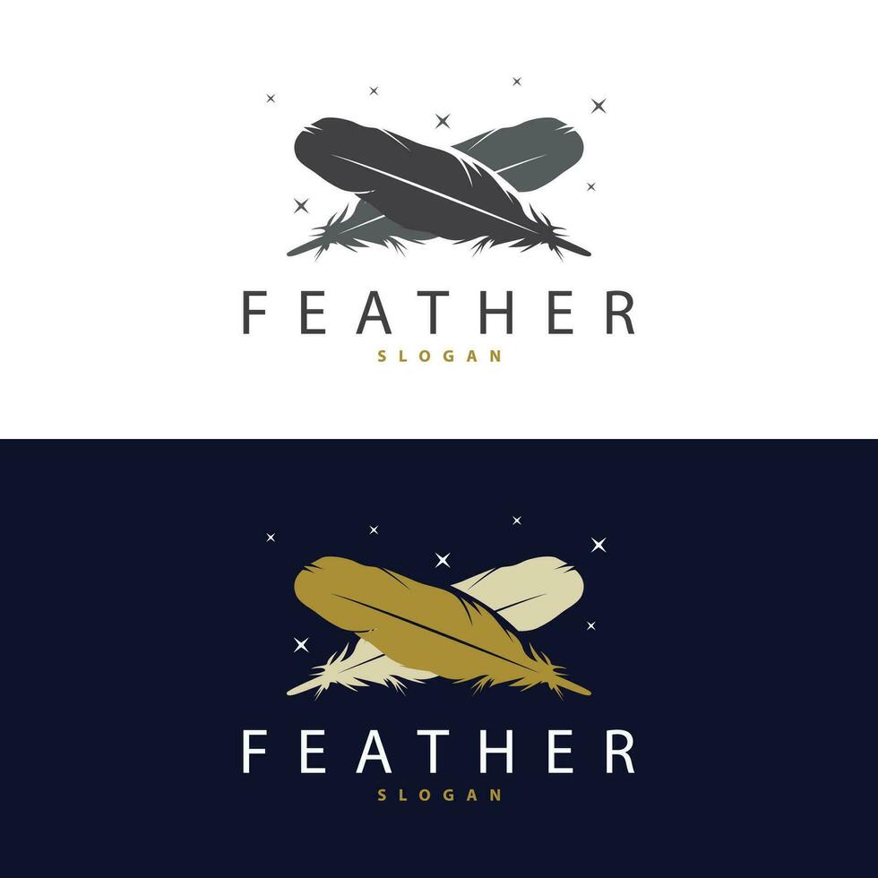 Feather Logo Design Minimalist Vector Template