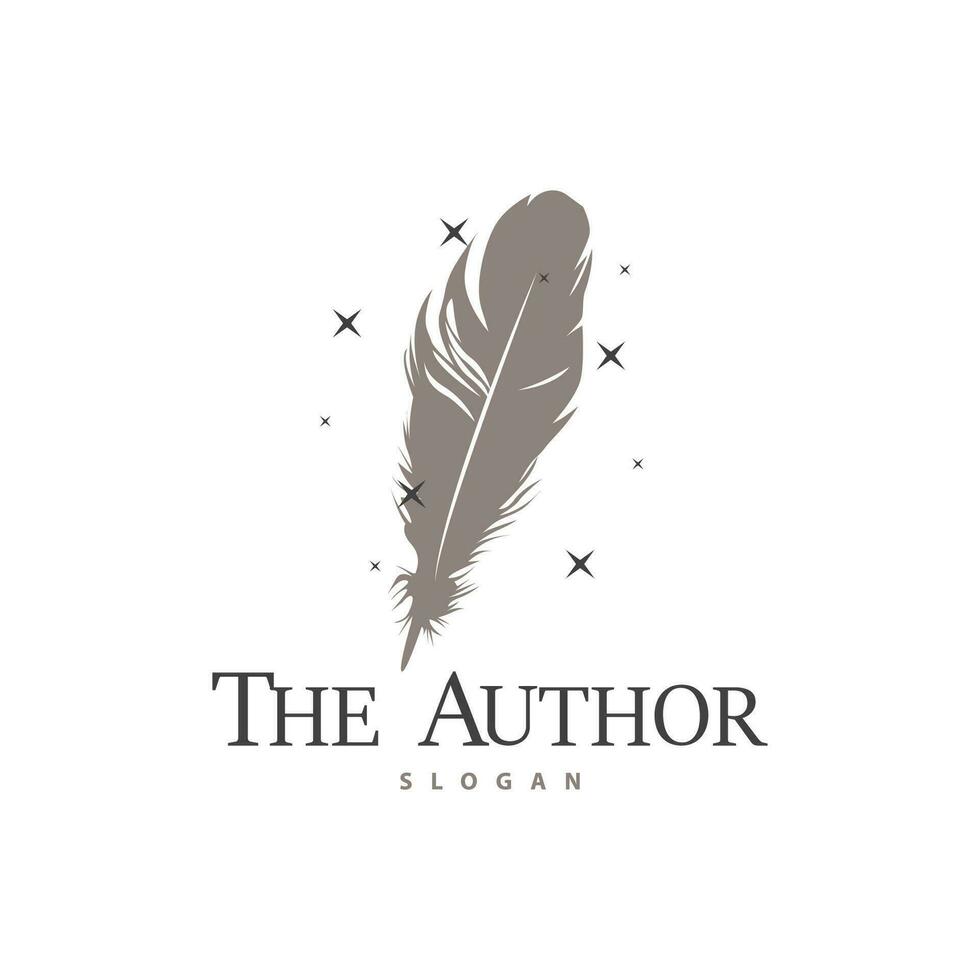 Feather Logo Design Minimalist Vector Template