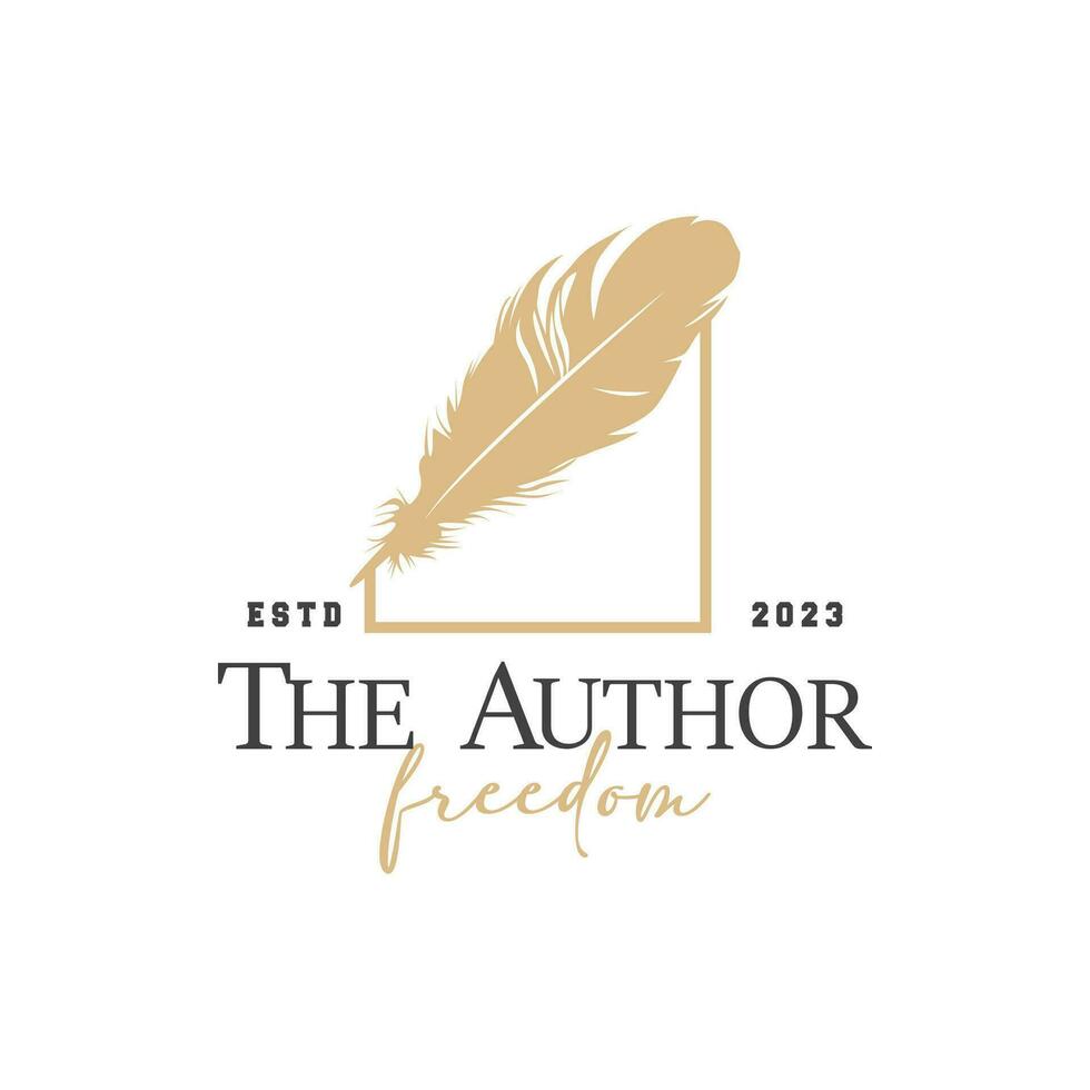 Feather Logo Design Minimalist Vector Template