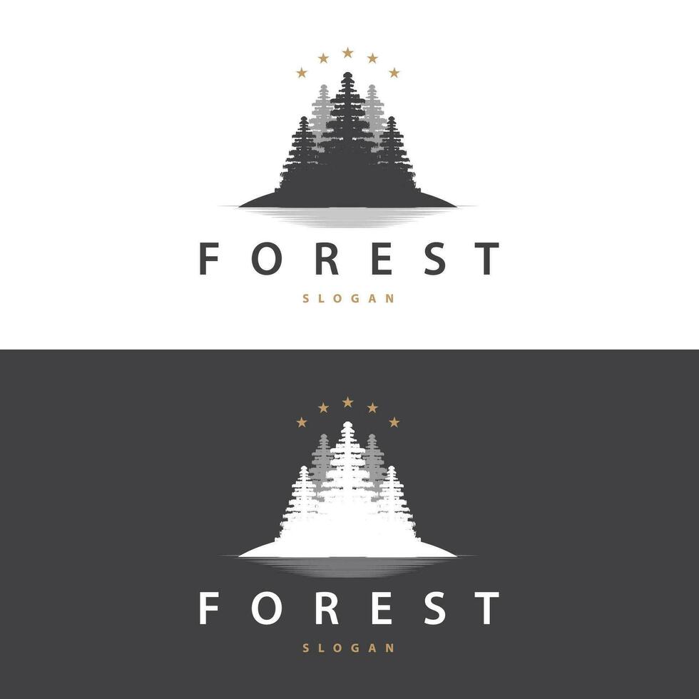 bosque logo, vector bosque madera con pino árboles, diseño inspirador Insignia etiqueta ilustración