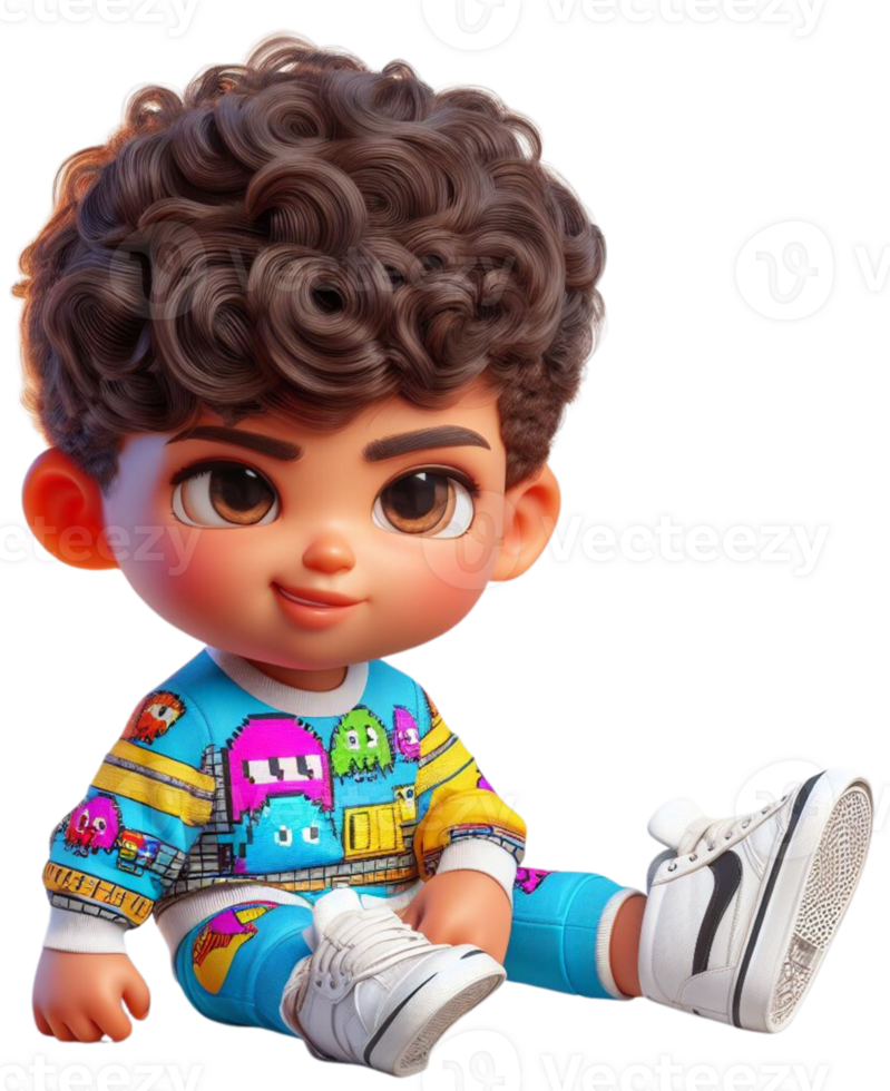 Vivid 80's Inspired Kids AI Generated png