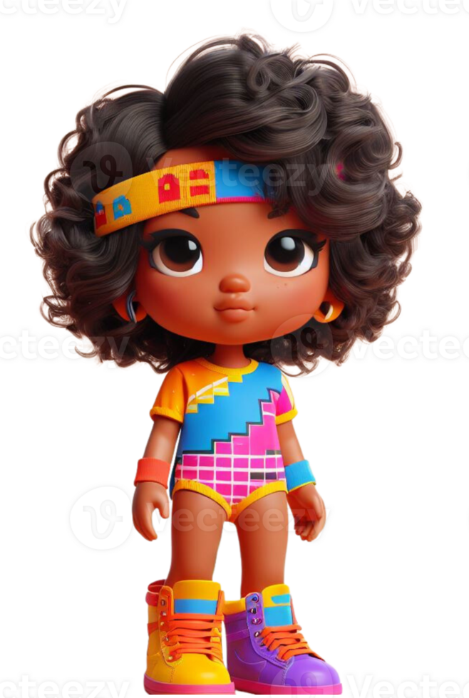 Vivid 80's Inspired Kids AI Generated png