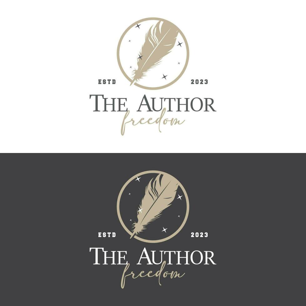 Feather Logo Design Minimalist Vector Template