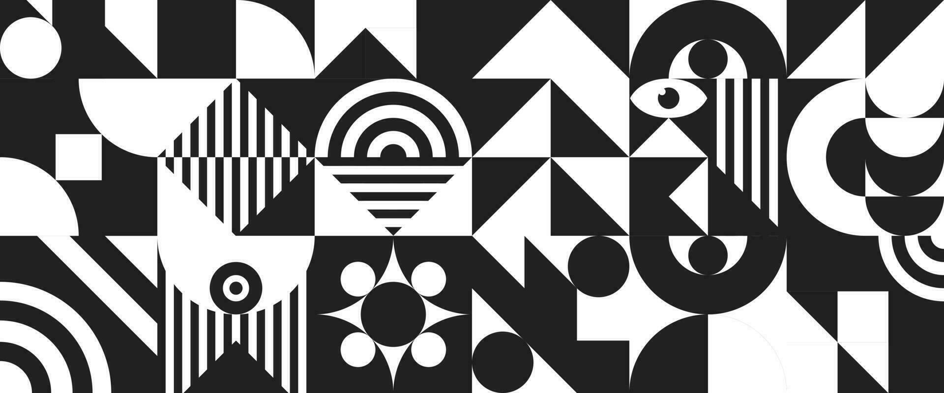 Bauhaus banner minimal 20s geometric style vector