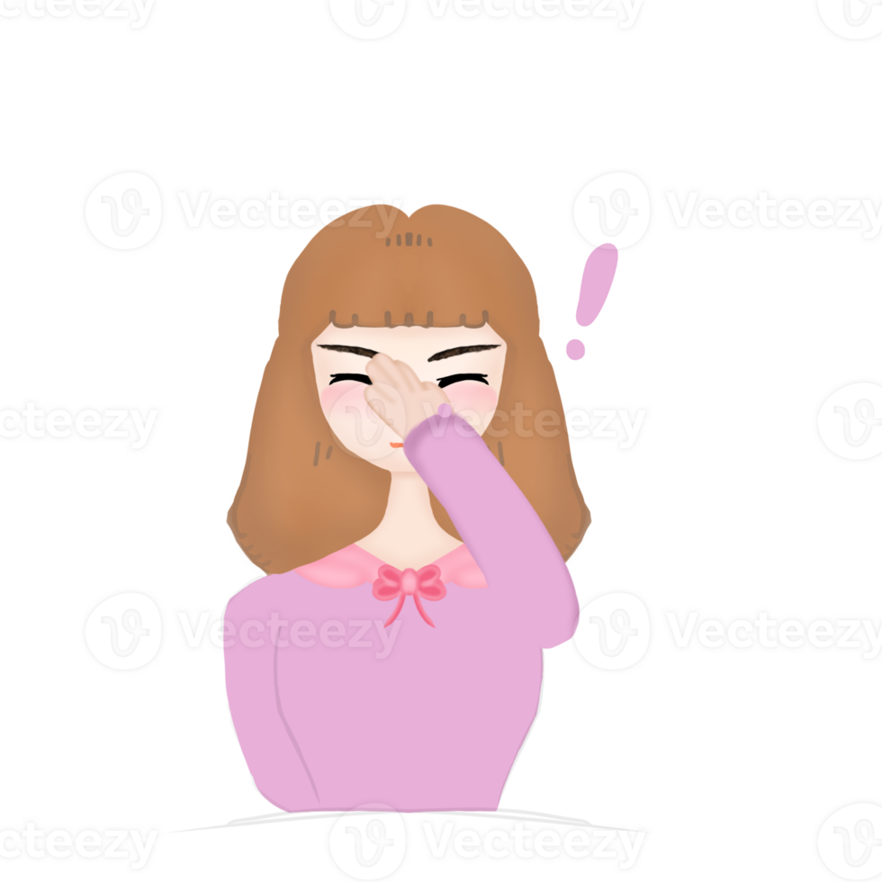 The cartoon girl with many characters png