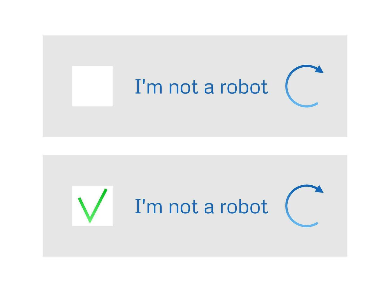 Template for entering captcha I'm not a robot vector