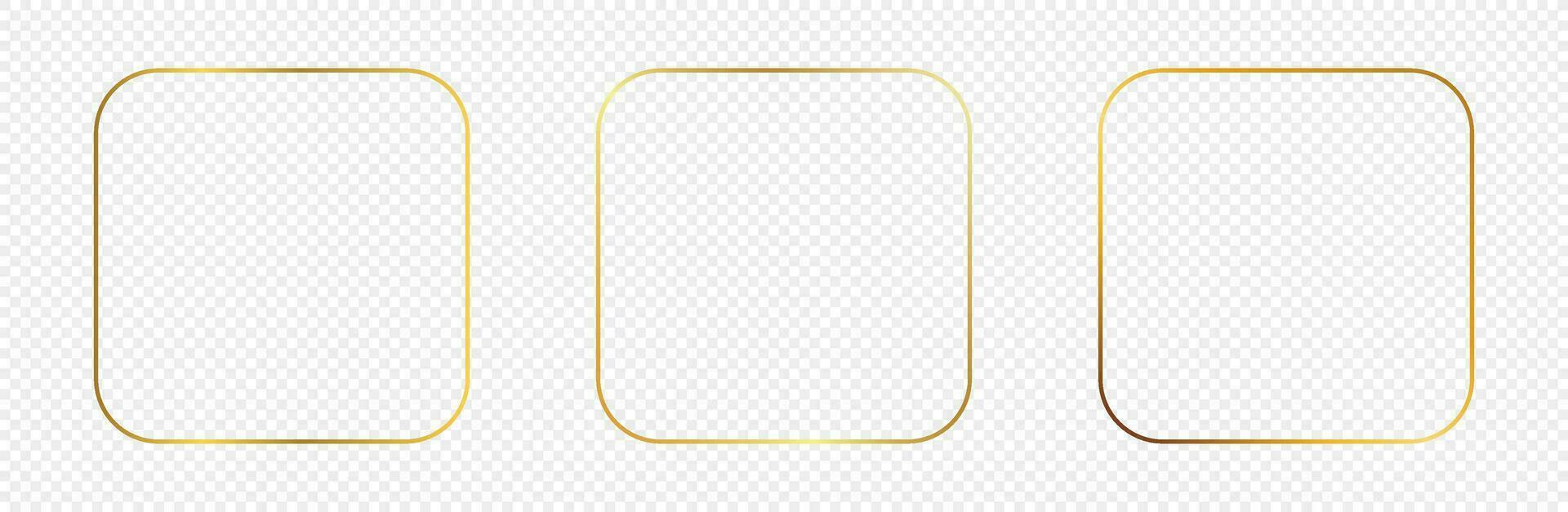 Gold glowing rounded square frame vector