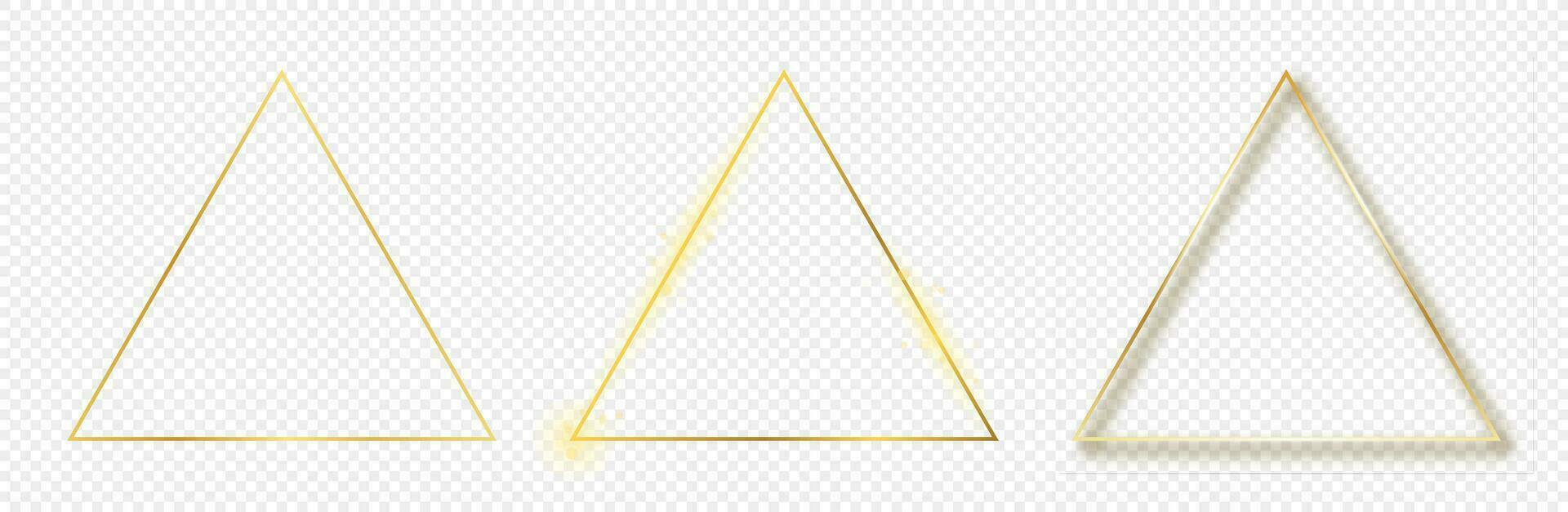 Gold glowing triangle frame vector