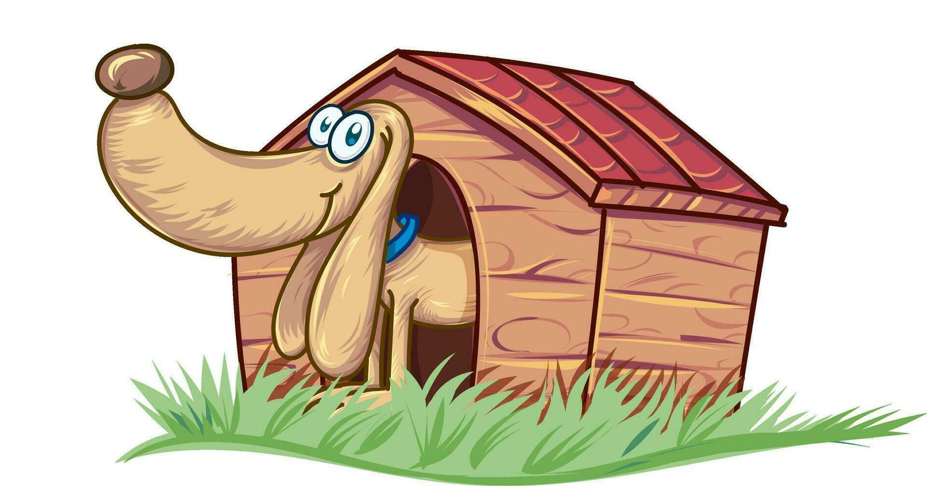 cute dog house with dog character cartoon vector