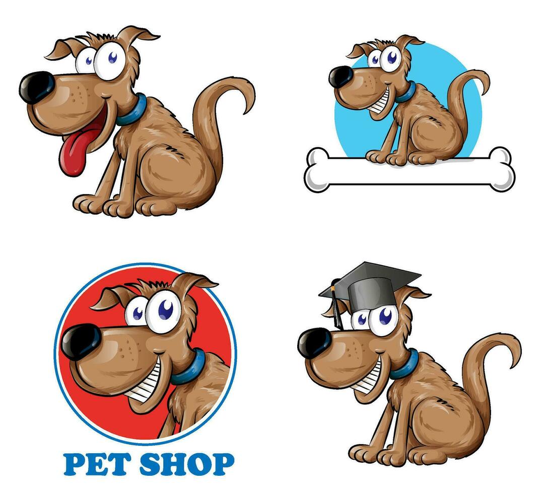 dog cartoon set . vector illustration