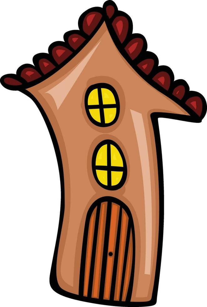 Cute house icon drawing style. vector