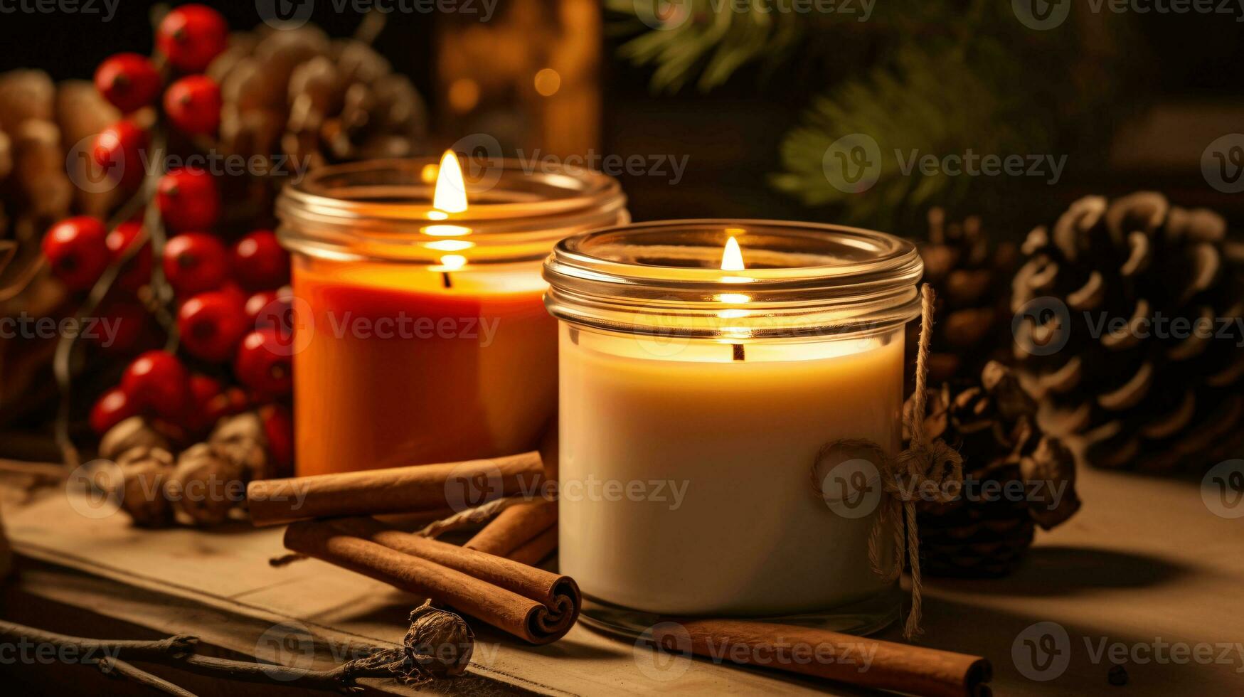 ai generative Cozy Fall Ambiance with Handmade Soy Candles photo