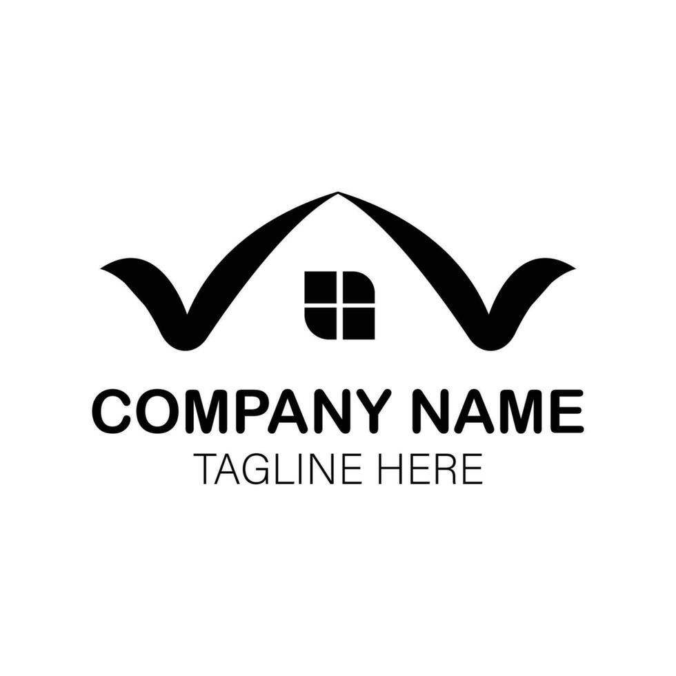 Modern minimalist home logo. Construction logo design template. vector
